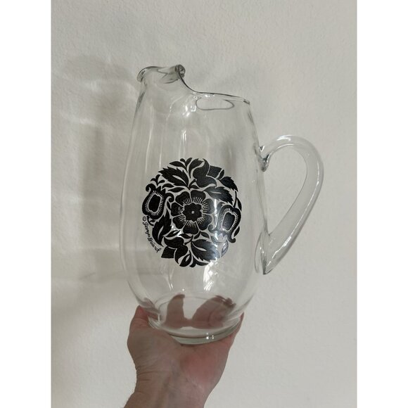 Large Vintage Georges Briard Town and Country Glass Pitcher, 96 oz. Ice Lip EUC - Picture 1 of 8